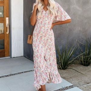 Soft spoken floral button down maxi dress